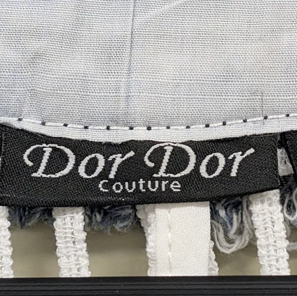Dor Dor Couture Denim Crochet Silver Stud Accent Long Pocket Vest Large - Picture 4 of 7